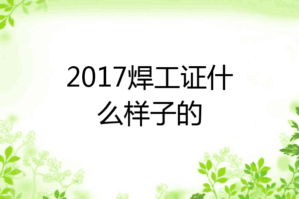 2017焊工证什么样子的