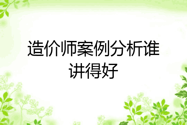 造价师案例分析谁讲得好