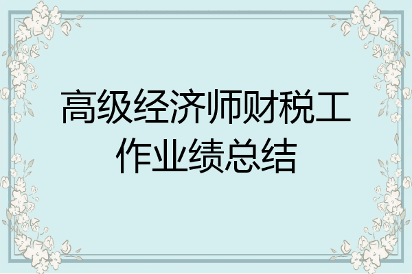高级经济师财税工作业绩总结