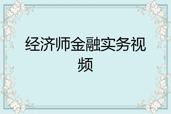 经济师金融实务视频