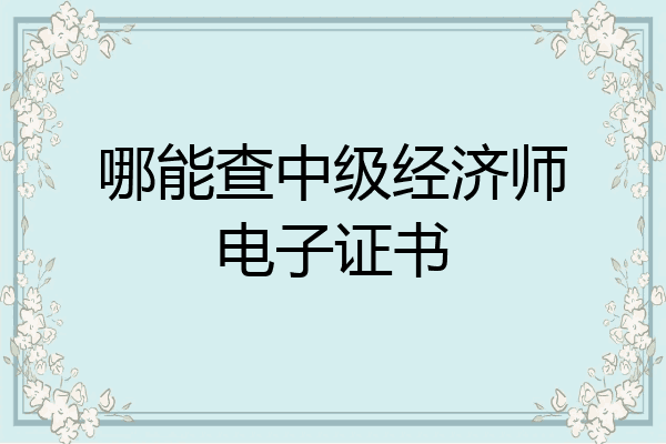 哪能查中级经济师电子证书
