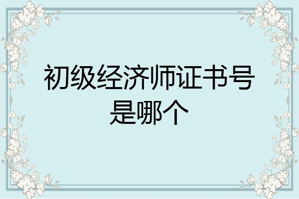 初级经济师证书号是哪个