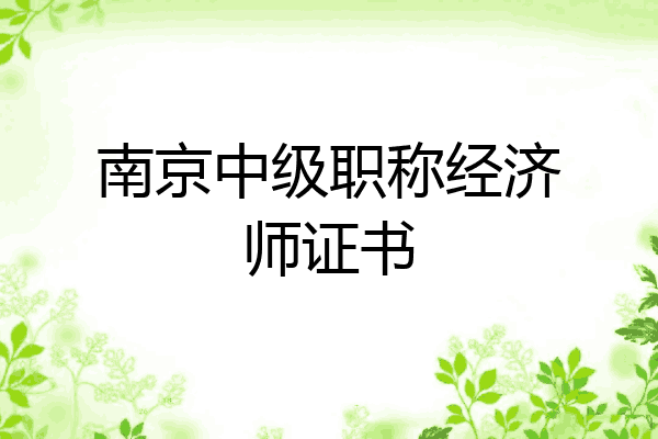 南京中级职称经济师证书