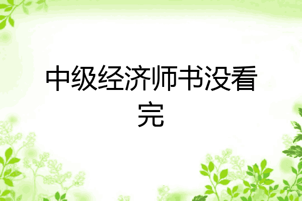 中级经济师书没看完