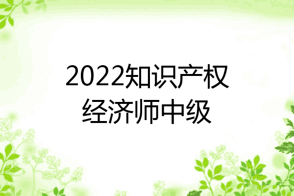 2022知识产权经济师中级