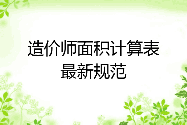 造价师面积计算表最新规范