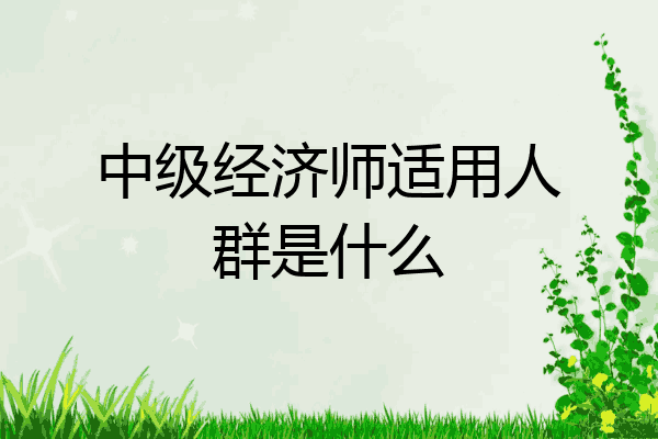 中级经济师适用人群是什么