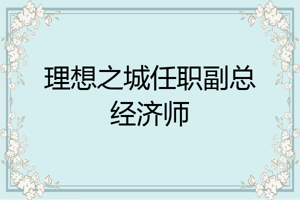 理想之城任职副总经济师
