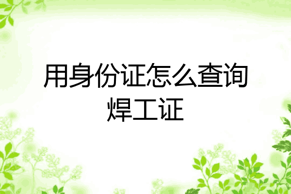 用身份证怎么查询焊工证
