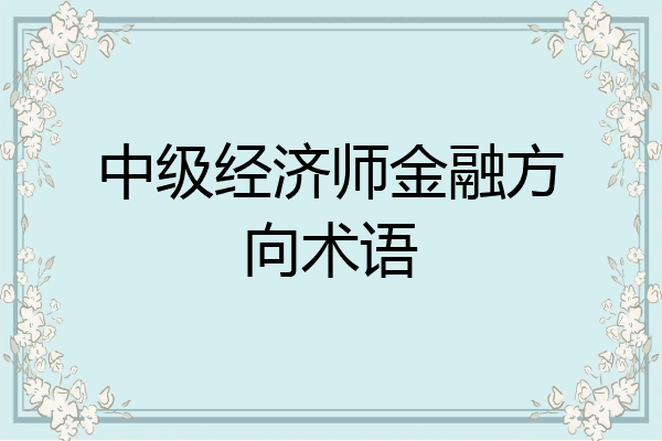 中级经济师金融方向术语