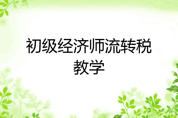 初级经济师流转税教学