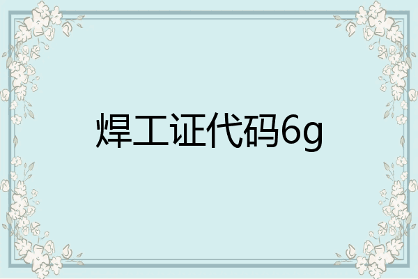 焊工证代码6g