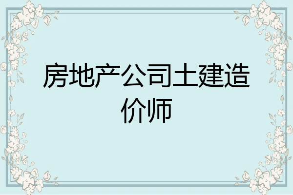 房地产公司土建造价师