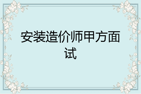 安装造价师甲方面试