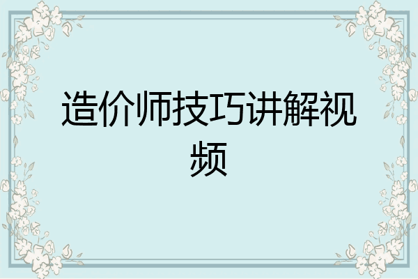 造价师技巧讲解视频