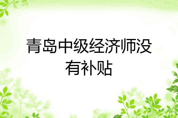 青岛中级经济师没有补贴