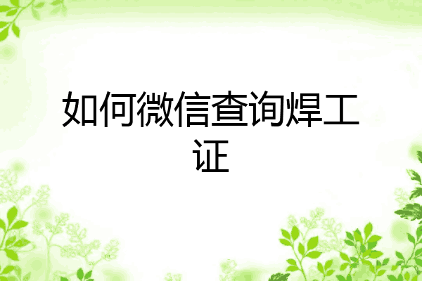 如何微信查询焊工证