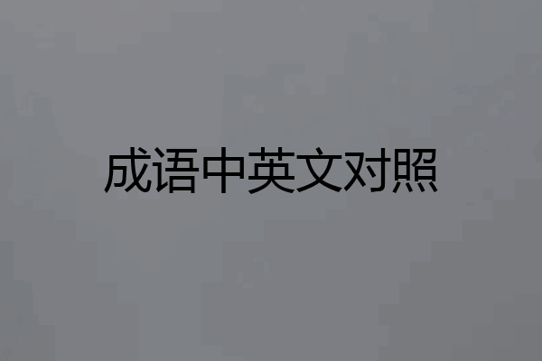 成语中英文对照