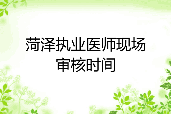 菏泽执业医师现场审核时间