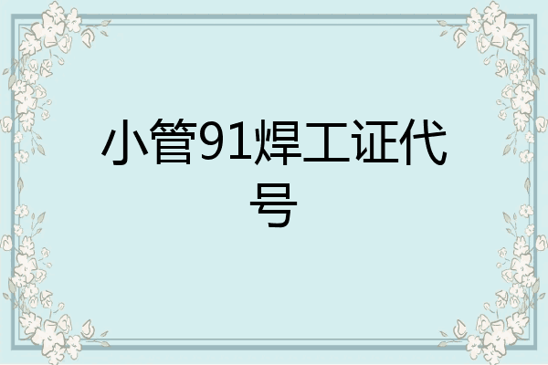 小管91焊工证代号