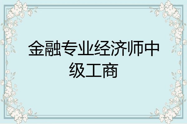 金融专业经济师中级工商