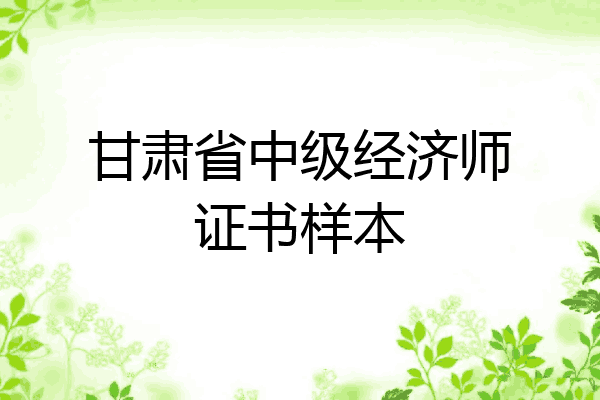 甘肃省中级经济师证书样本