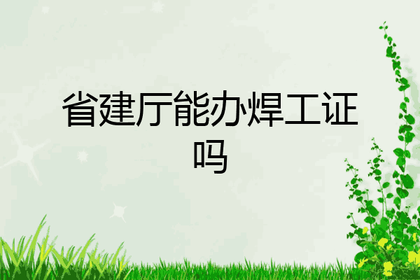 省建厅能办焊工证吗