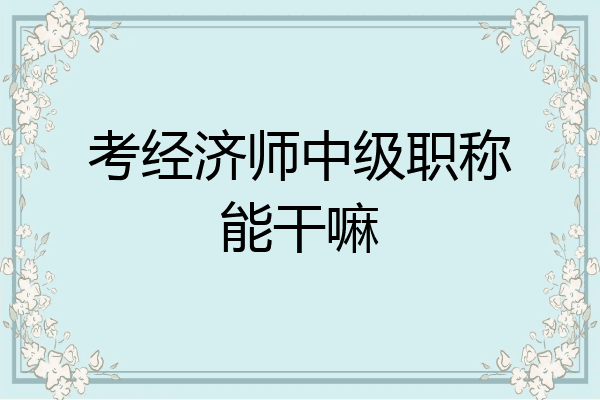 考经济师中级职称能干嘛