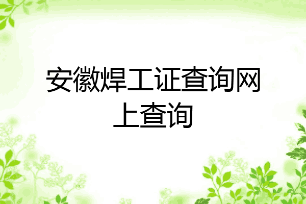 安徽焊工证查询网上查询