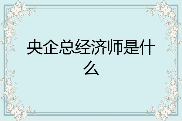 央企总经济师是什么