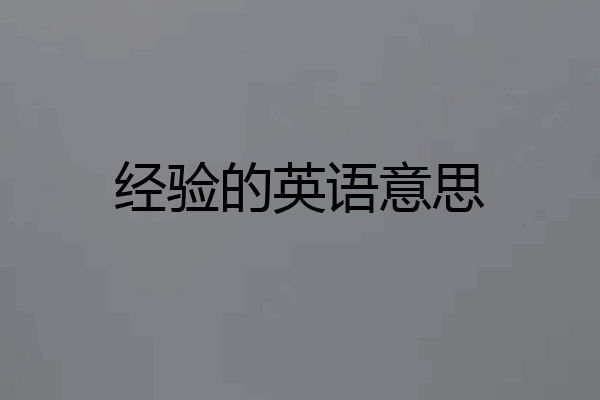 经验的英语意思