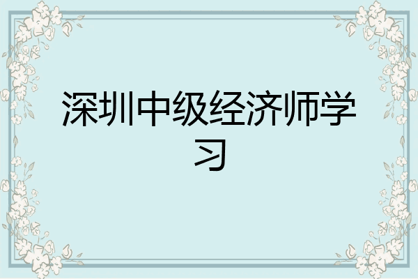 深圳中级经济师学习