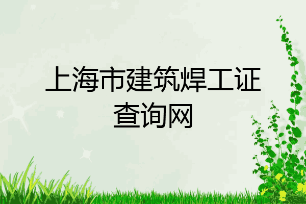 上海市建筑焊工证查询网