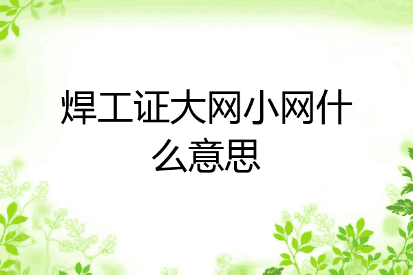 焊工证大网小网什么意思