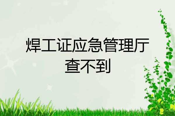 焊工证应急管理厅查不到