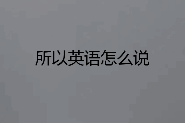 所以英语怎么说