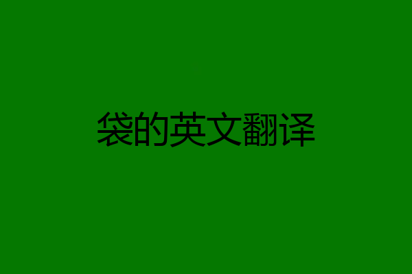 袋的英文翻译