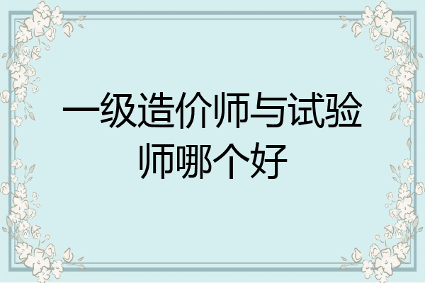 一级造价师与试验师哪个好