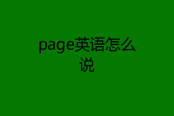 page英语怎么说