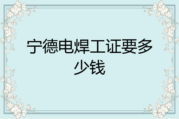 宁德电焊工证要多少钱