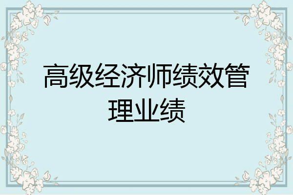 高级经济师绩效管理业绩