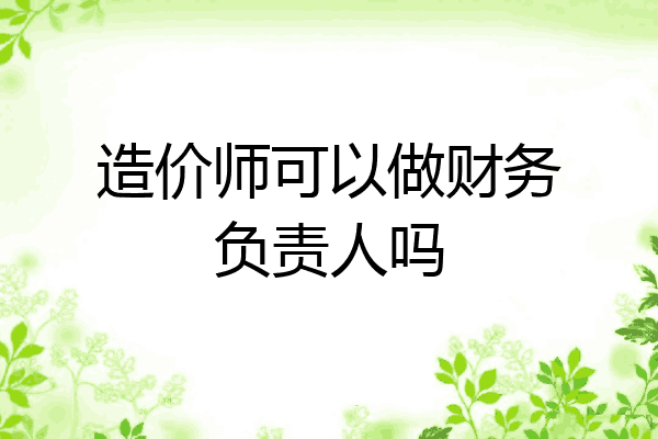 造价师可以做财务负责人吗