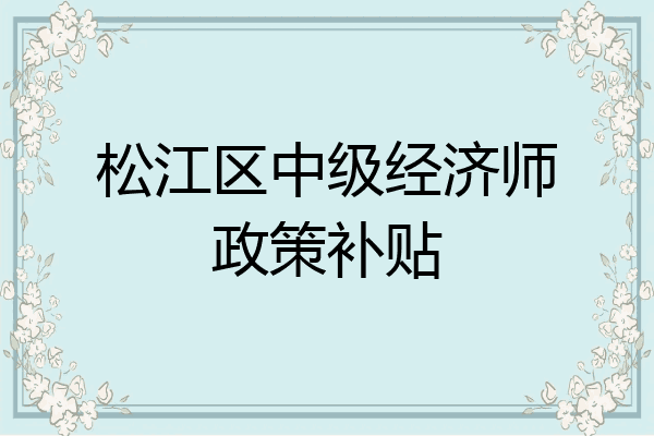 松江区中级经济师政策补贴
