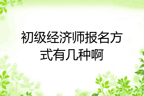 初级经济师报名方式有几种啊