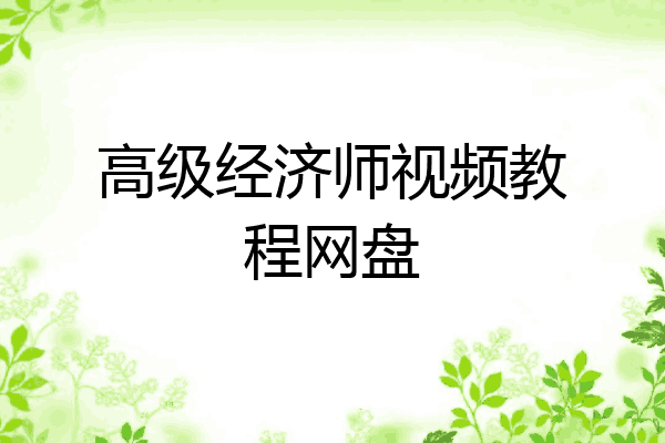 高级经济师视频教程网盘