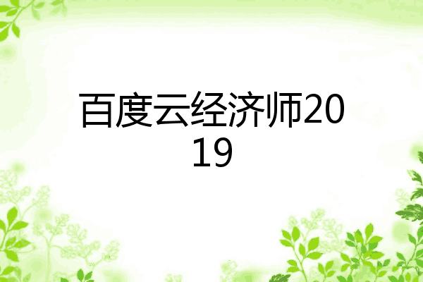 百度云经济师2019