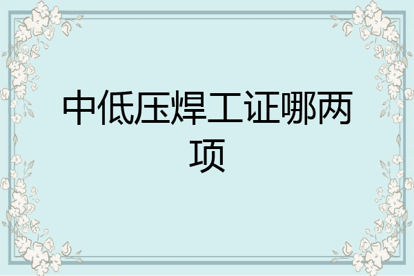 中低压焊工证哪两项