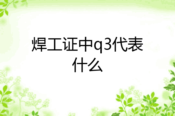 焊工证中q3代表什么