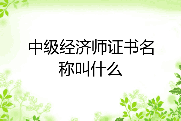 中级经济师证书名称叫什么