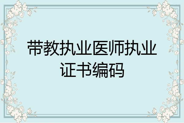带教执业医师执业证书编码